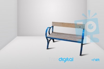 Empty Wooden Bench Stock Photo