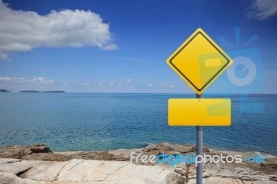 Empty Yellow Road Sign Stock Photo