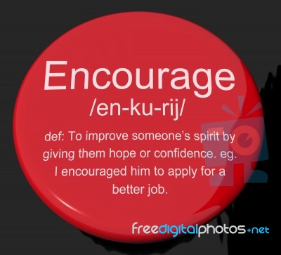 Encourage Definition Button Stock Image