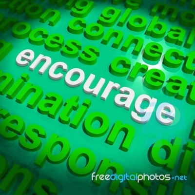 Encourage Word Cloud Shows Promote Boost Encouraged Stock Image