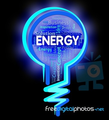 Energy Lightbulb Shows Power Source And Electric Stock Image