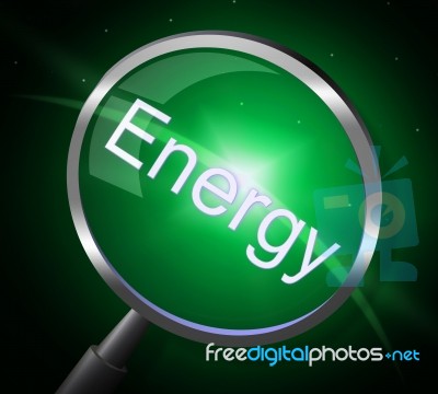 Energy Magnifier Indicates Power Source And Electricity Stock Image