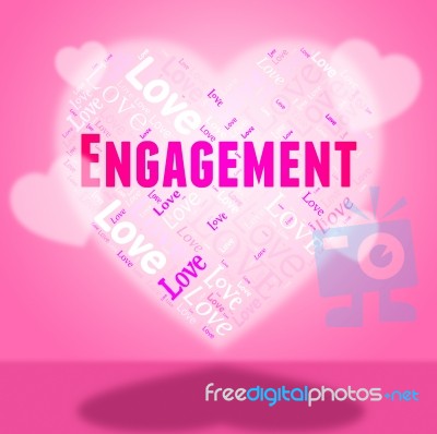 Engagement Heart Shows Couple Engaged And Betrothed Stock Image