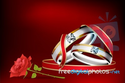 Engagement Ring With Rose Flower Stock Image