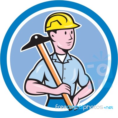 Engineer Architect T-square Circle Cartoon Stock Image