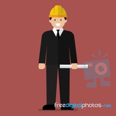 Engineer Flat Cartoon Stock Image