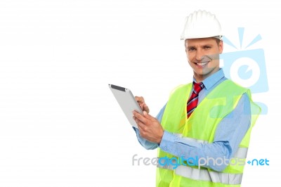 Engineer Using Tablet Pc Stock Photo