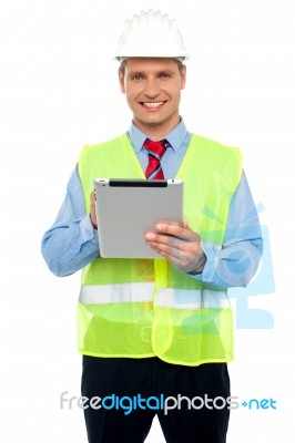 Engineer Using Tablet Pc Stock Photo