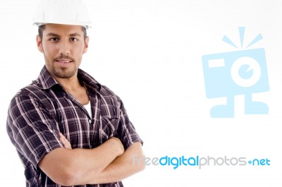 Engineer With Folded Arms Stock Photo