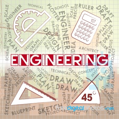 Engineering Drawing Shows Mechanics Career And Jobs Stock Image