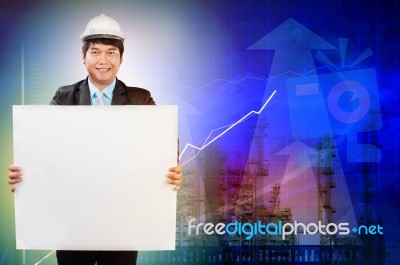 Engineering Man And Empty Broad And Business Graph Stock Photo