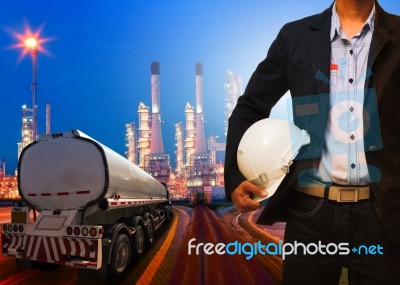 Engineering Man With Safety Helmet Standing Against Beautiful Li… Stock Photo