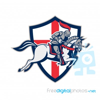 English Knight Golf Club Lance Shield Retro Stock Image