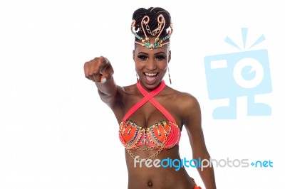 Enthusiastic Female Samba Dancer Stock Photo