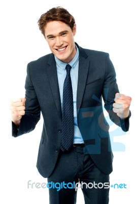 Enthusiastic Young Business Executive Stock Photo