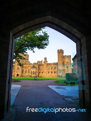 Entrance Arch To Peckforton Castle Stock Photo