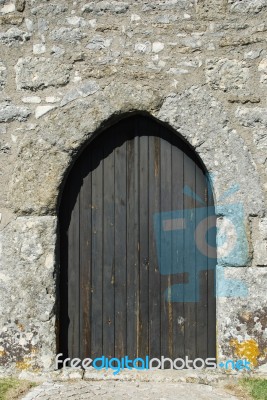 Entrance Door Of Ourem Castle Stock Photo