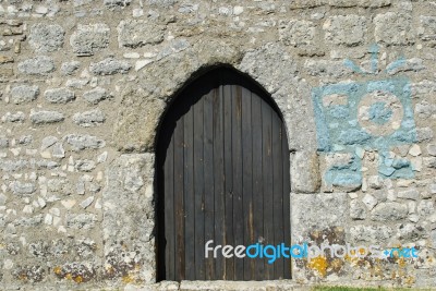 Entrance Door Of Ourem Castle Stock Photo