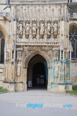 Entrance Of Gloucester Cathedral (sculptures Detail) Stock Photo