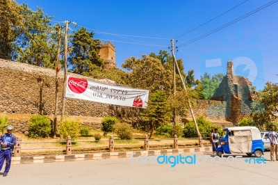 Entrance To Fasilides Castle In Gondar In Ethiopia Stock Photo