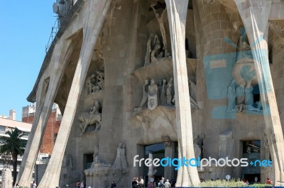 Entrance To La Sagrada Familia In Barcelona Stock Photo