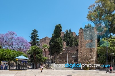 Entrance To The Alcazaba Fort And Palace In Malaga Stock Photo