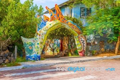 Entrance To The House In Puerto Ayora Galapagos Stock Photo