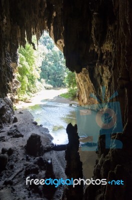 Entrance To The Tham Lod Cave Stock Photo