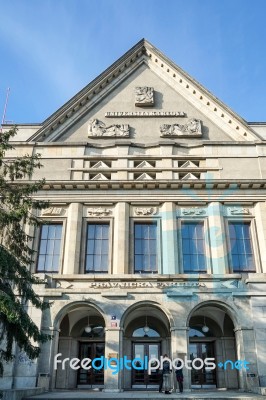 Entrance To The University Karlova In Prague Stock Photo