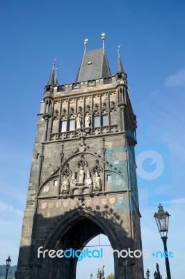 Entrance Tower To Charles Bridge In Prague Stock Photo