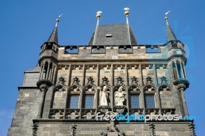 Entrance Tower To Charles Bridge In Prague Stock Photo