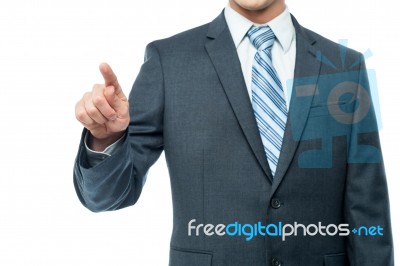 Entrepreneur Touching Virtual Screen Stock Photo