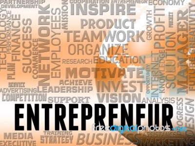 Entrepreneur Words Means Business Person And Enterprise Stock Image