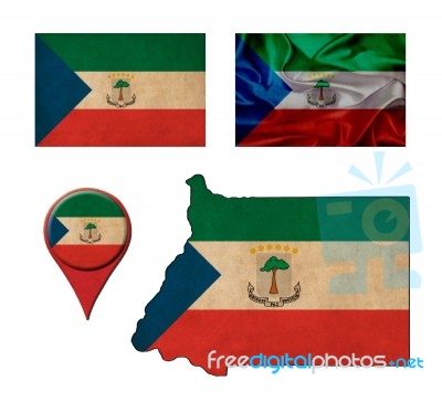 Equatorial Guinea Flag, Map And Map Pointers Stock Image