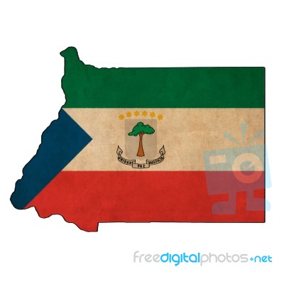 Equatorial Guinea Map On  Flag Drawing ,grunge And Retro Flag Se… Stock Image