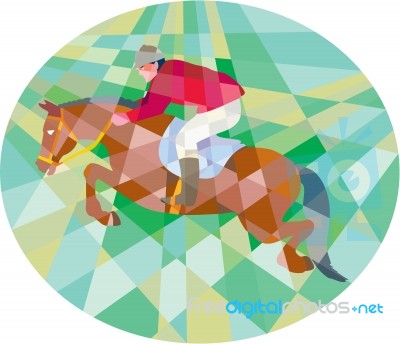 Equestrian Show Jumping Oval Low Polygon Stock Image