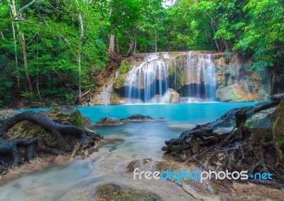 Erawan Waterfall Stock Photo