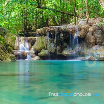 Erawan Waterfall Stock Photo