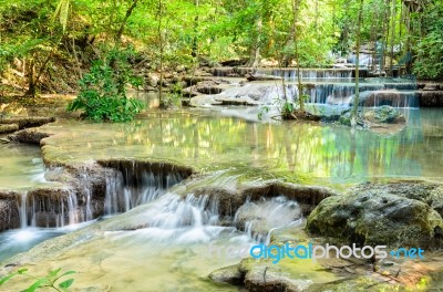 Erawan Waterfall In Thailand Stock Photo