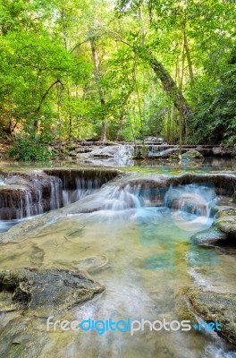 Erawan Waterfall In Thailand Stock Photo