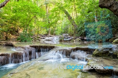 Erawan Waterfall In Thailand Stock Photo