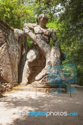 Ercole E Caco (hercules And Caco) Statue In The Park Of The Monsters In Bomarzo, Italy Stock Photo