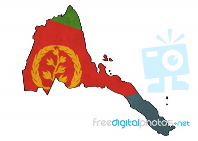 Eritrea Map On Eritrea Flag Drawing ,grunge And Retro Flag Serie… Stock Image