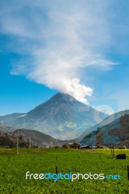 Eruption Of A Volcano Tungurahua, Cordillera Occidental Of The A… Stock Photo