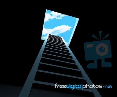 Escape Ladder Means Being Free And Climbing Stock Image