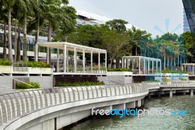 Esplanade Outside The Marina Bay Sands Shopping Centre Stock Photo