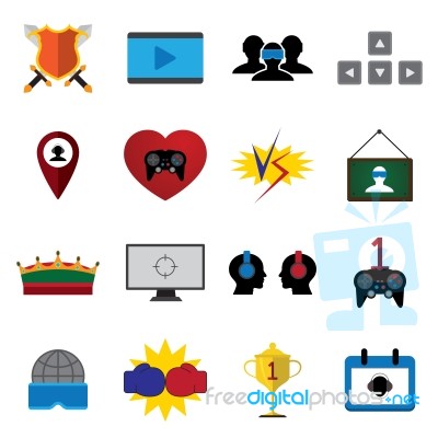 Esports Flat Icons Stock Image