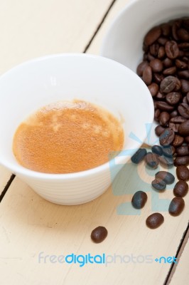 Espresso Cofee And Beans Stock Photo