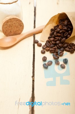 Espresso Coffee And Beans Stock Photo