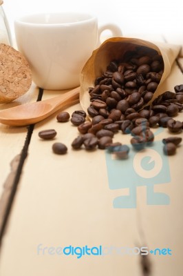 Espresso Coffee And Beans Stock Photo